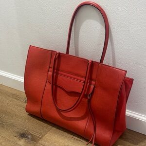 Rebecca Minkoff Elegant Red Leather Tote Bag